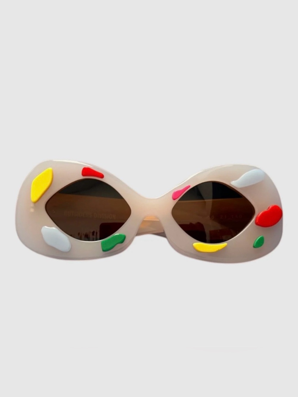 Outsiders Division Bone Oval Sunglasses Chunky Acetate 3D Inlaid Stones NWOT